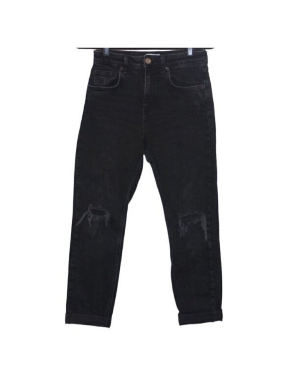 Zara High Rise Black Ripped   Jeans  Women Size 4